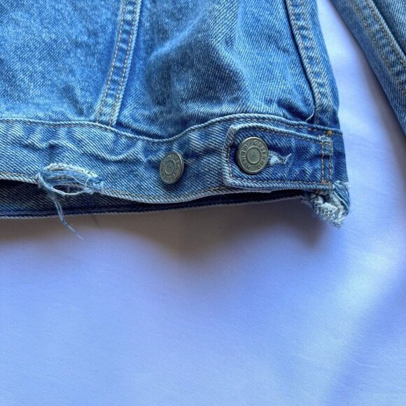 NWOT GRLFRND DARIA MEDIUM DENIM OVERSIZED DISTRESSED JEANS JACKET - M - Picture 11 of 13